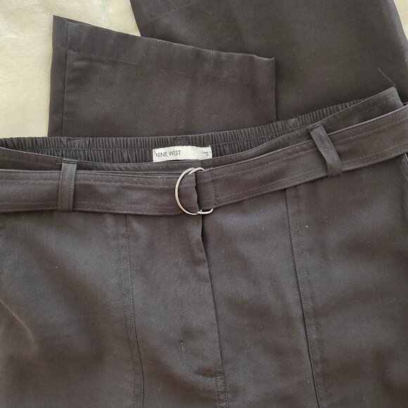 Nine West Women Belted High Rise Cargo Pant Tapered Leg Black Size M - Picture 6 of 6